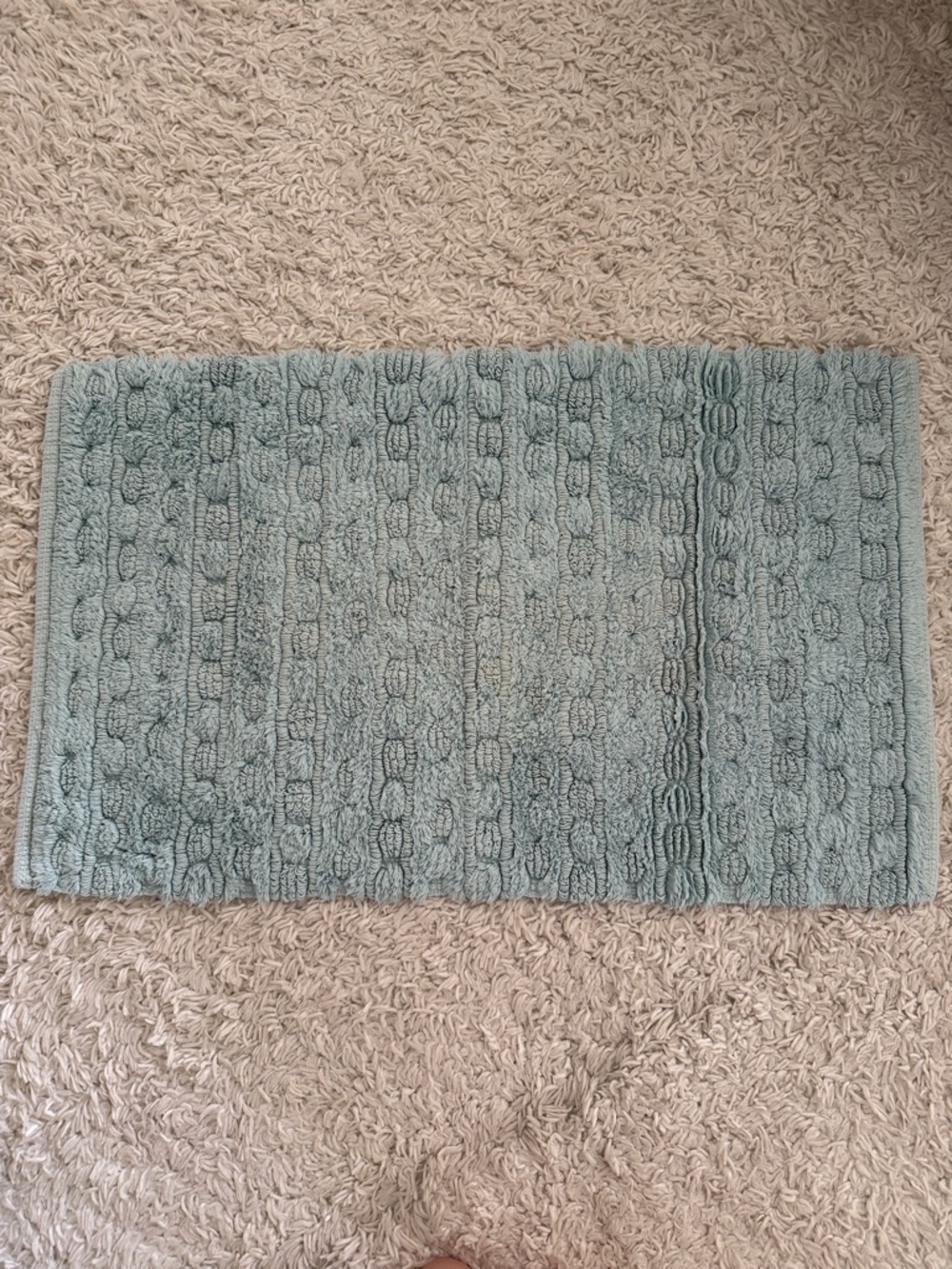 Soft Textured Blue Bath Mat - Plush Non-Slip Comfort